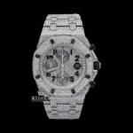 White Gold Iced Out Chronograph Moissanite Diamond Watch