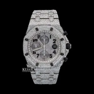 White Gold Iced Out Chronograph Moissanite Diamond Watch