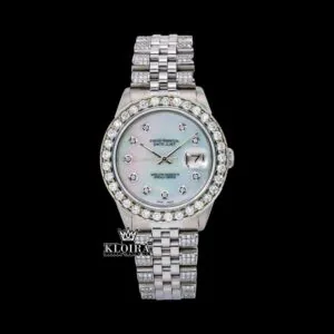 White Pearl Dial Diamond Markers Moissanite Diamond Watch