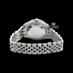 White Pearl Dial Roman Numerals Diamond Link Strap Iced Out Moissanite Watch Caseback View