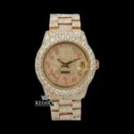 Yellow Dial Bust Down rose Gold Arabic Numeral Moissanite Diamond Watch
