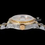 Yellow Dial Diamond Markers Two Tone Ladies Moissanite Watch Crown View