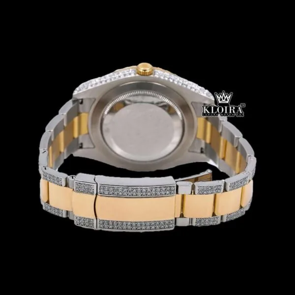 Yellow Dial Red Roman Numeral Moissanite Diamond Watch Caseback View