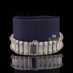 Yellow Dial Roman Numerals Two Tone Moissanite Diamond Watch Bracelet View