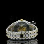 Yellow Gold Arabic Numerals Two Tone Fully Iced Out Moissanite Watch Caseback View